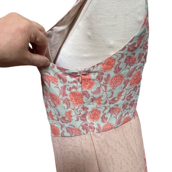 Soft Surroundings Pink Blue Maxi Dress L Boho Floral Sleeveless Smocked Pocket M - Picture 6 of 11